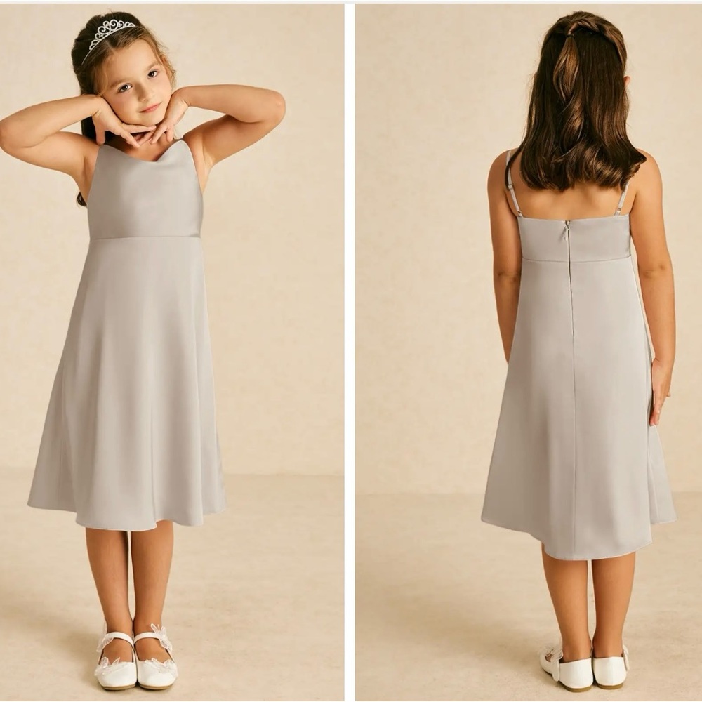Azazie Gray Sleeveless Spaghetti Strap A-Line Sundress